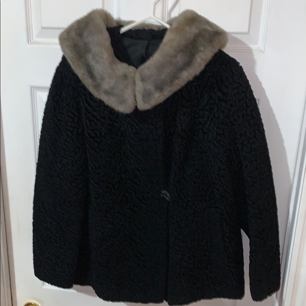 Elegant WOOL Faux Fur Collar Coat